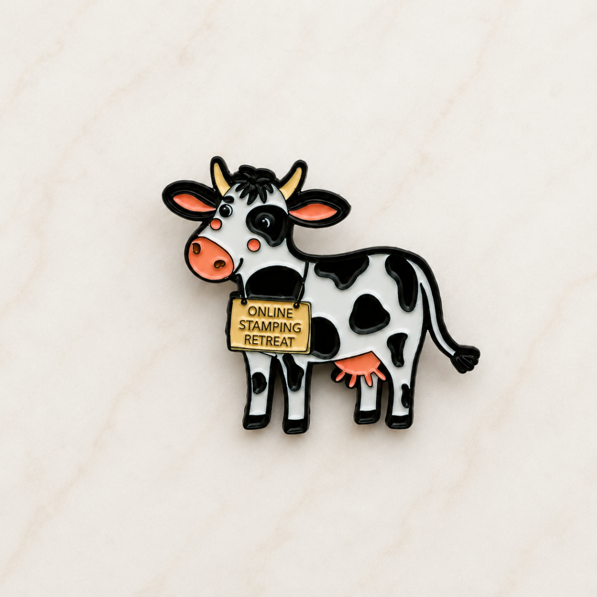 Square Cow Pin online stamping retreat collectors pin